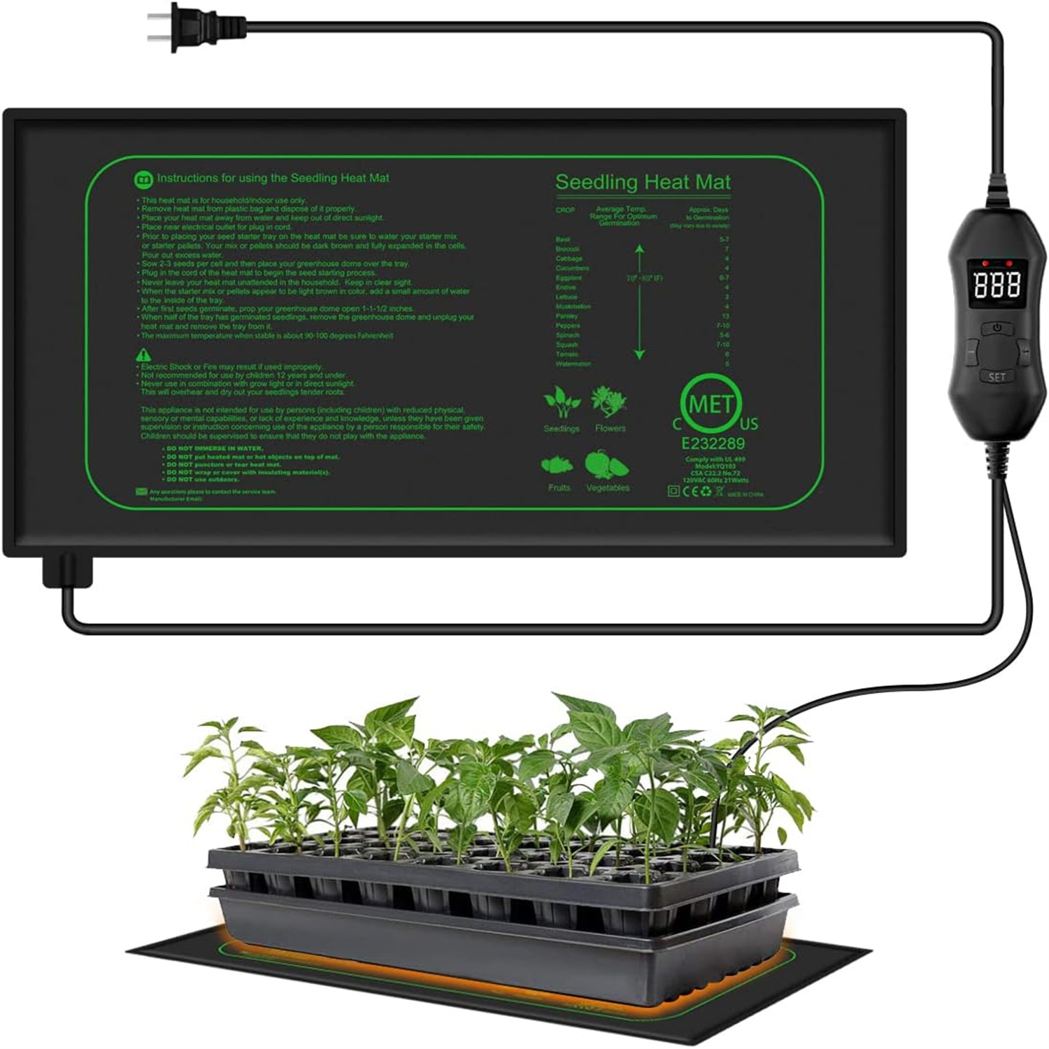 Heat Mat Seedling - Tappetino Riscaldante per Semenzai con Termostato